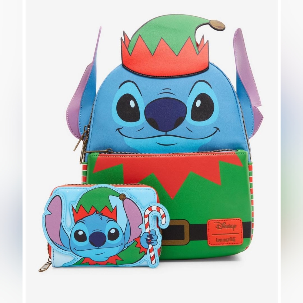 Loungefly Disney Lilo & Stitch Elf Stitch Mini Backpack & Zipper Wallet NWT
